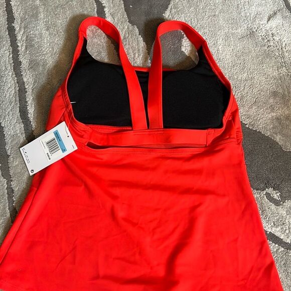 NIKE Mesh Solid Edge V-Back Women's 2-Piece Tankini Swim Set - Picture 12 of 13